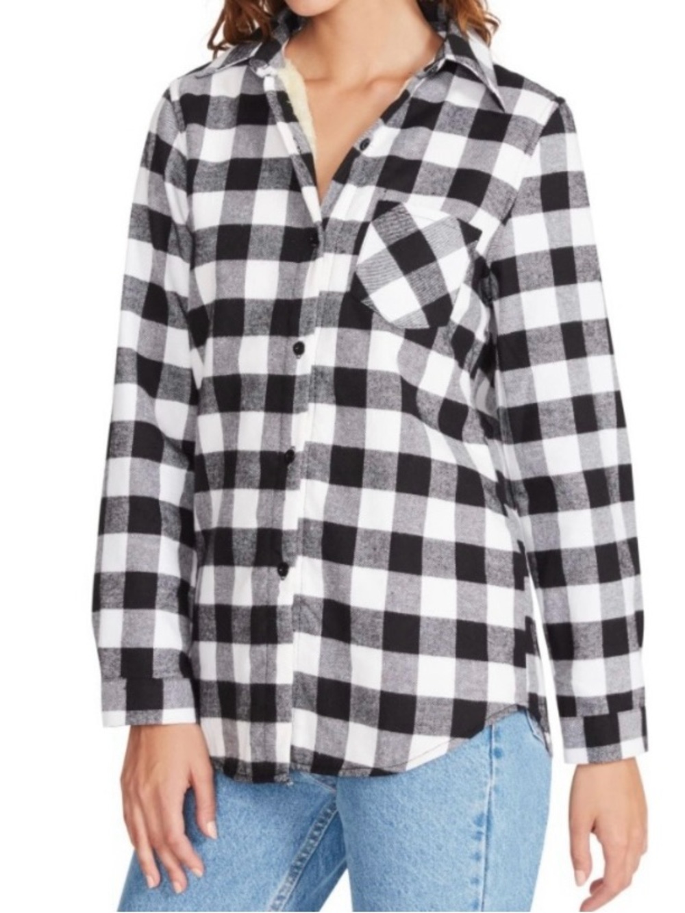 Black & White Free Press Plaid Button-Up Women’s Shirt -